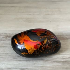 Vintage Black Lacquered Stone Paperweight